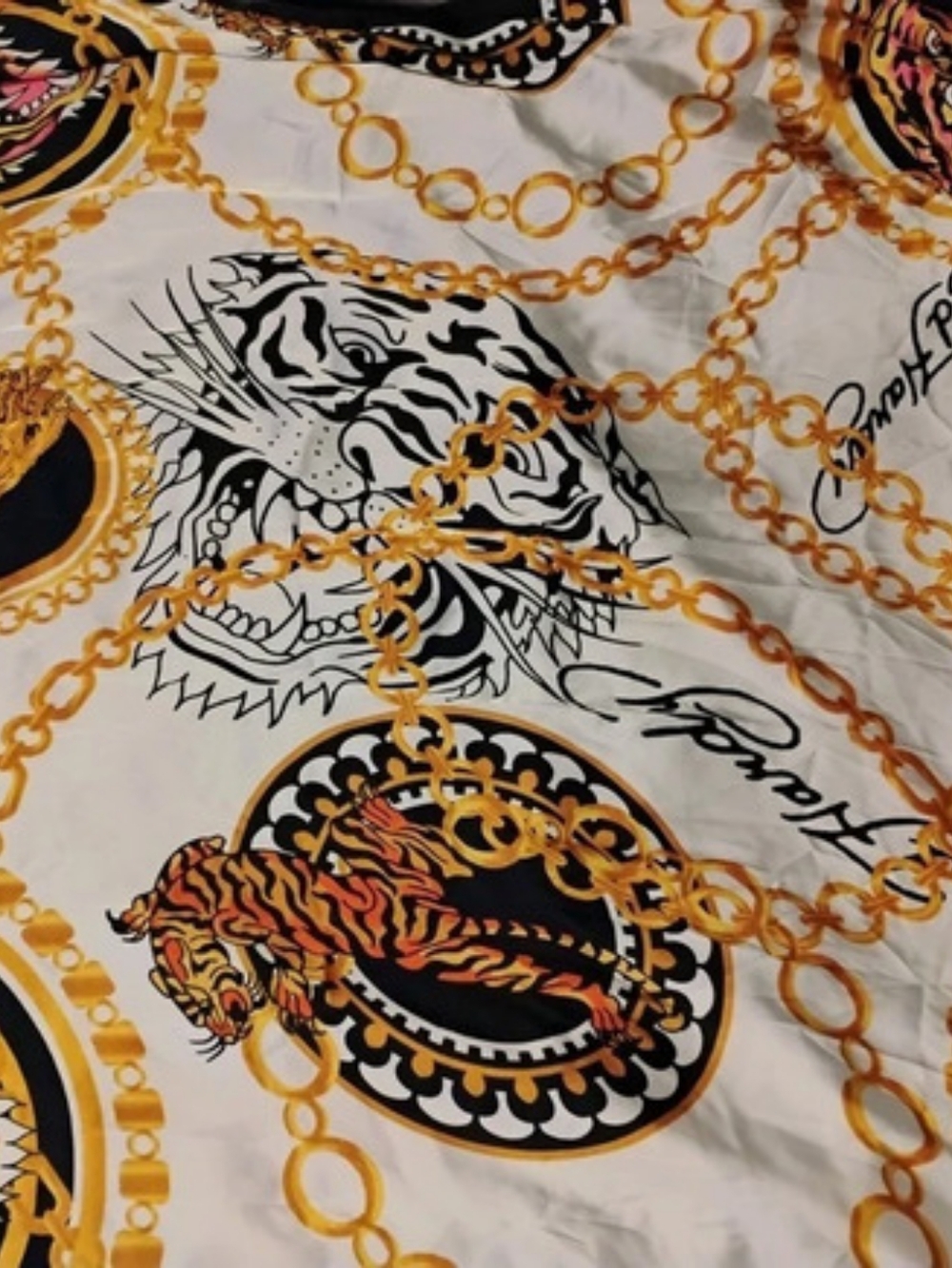 JH Animal Print Scarf in White & Black Like New